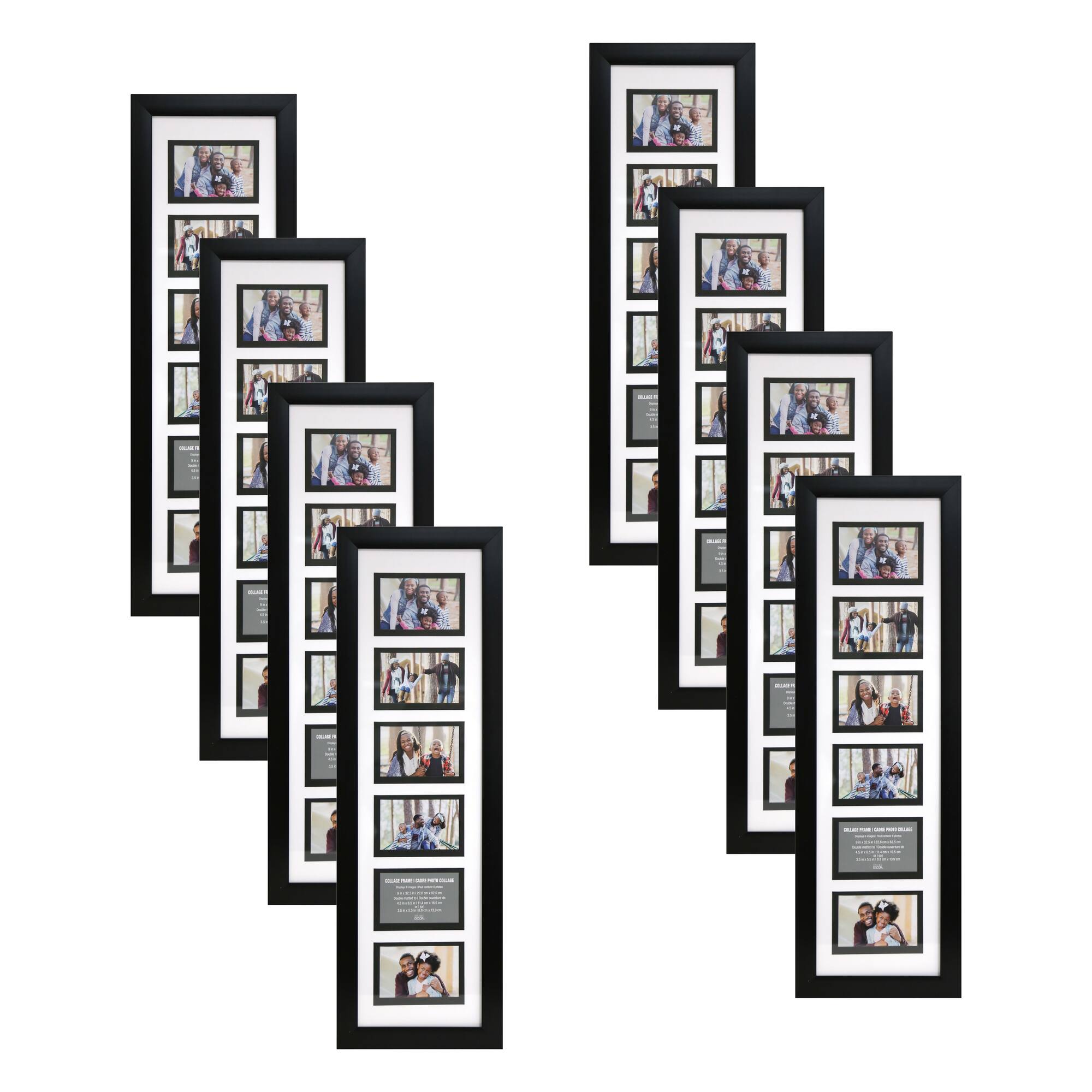 8 Pack: 6 Opening 32.5" x 9" Collage Frame with Double Mat by Studio Décor®